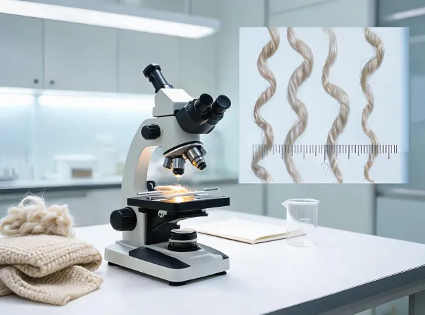 Wool fiber microscopy sample