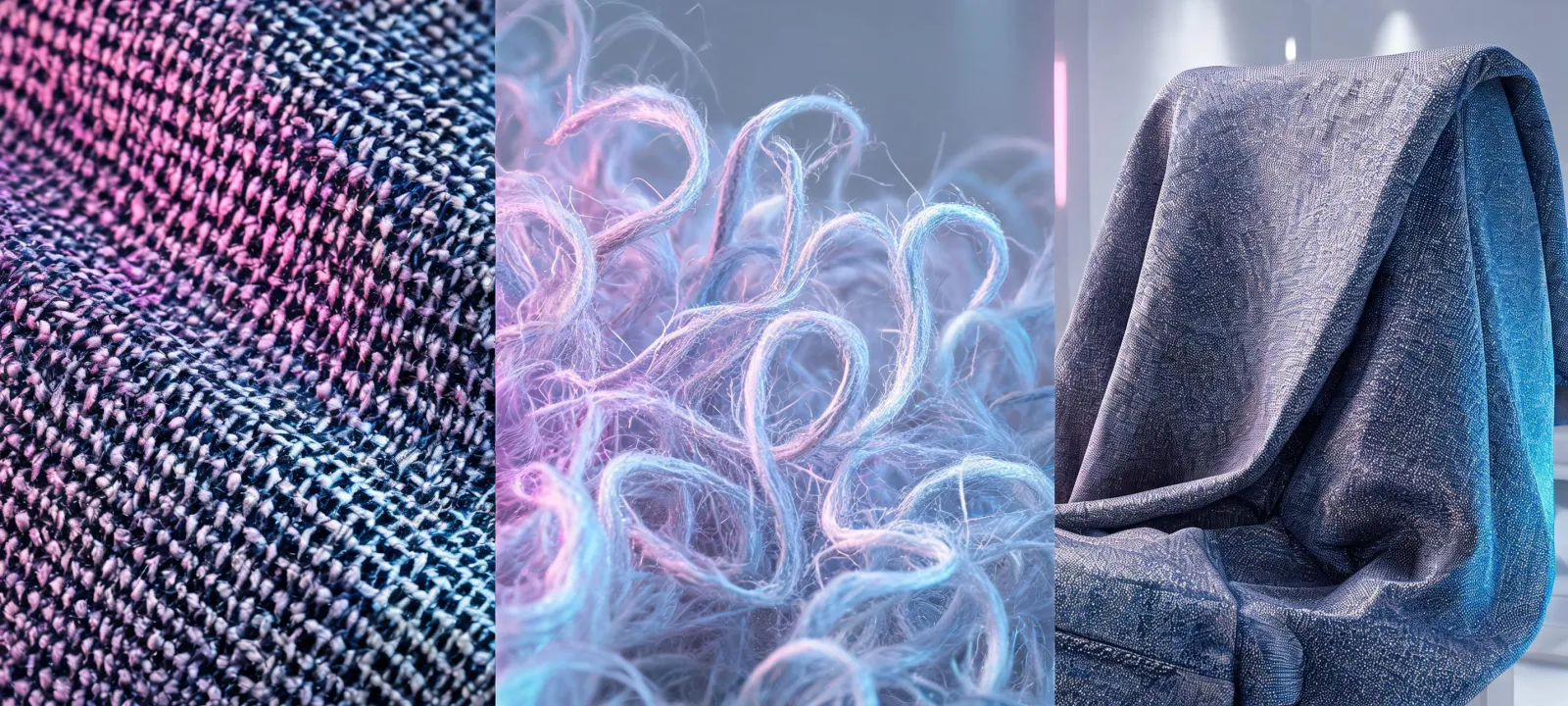 Fine suiting weave and fiber cross-section in a material studio